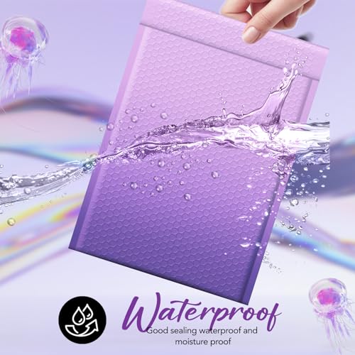 Image of Fuxury 40 Pack Bubble Mailers 10.5x16 inch Gradient Purple Padded Envelopes