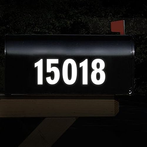 Miniatura 6 de Calcomanía reflectante de números de buzón de 3 pulgadas, calcomanías de vinilo de números de casa para exteriores, calcomanía impermeable para