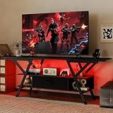 【LED personnalisable】Ce meuble TV propose 16 couleurs vives et 4 modes dynamiques, le tout réglable via la télécommande fournie pour un éclairage d'ambiance instantané. Ajustez la vitesse de clignotement en fonction de la scène et profitez d'une ambiance cinéma sans lampes supplémentaires.