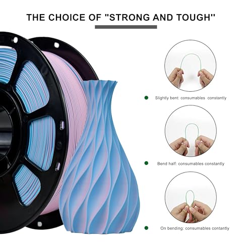 Image of iBOSS Dual Color Matte PLA+ 3D Printer Filament 1.75mm 2 in 1 Coextrusion 1KG Spool (2.2lbs) Multicolor PLA Plus with Smooth Matte Finish for FDM 3D Printers-Pink Blue