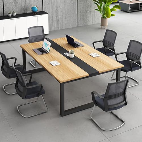 Mesa de conferencias para 10 personas, mesa de reuniones rectangular grande con marco de metal resistente, 240 x 120 x 74 cm, ideal para oficina y salas de entrenamiento