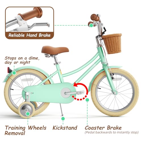 Image of Glaf 12 14 16 18 20 24 Inch Girls Bike for 2-15 Years Old | Kids Bike Bicycle,with Training Wheels, Toddler Bike,Girls Cruiser Bicycle, with Adjustable Seat and Handlebar