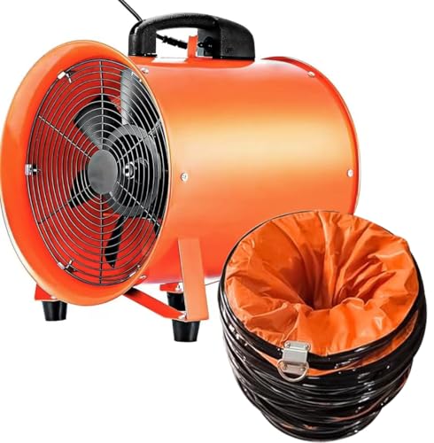 12-Inch Industrial Blower Fan High-Powered 3200 CFM Portable Blower/Exhaust Fan with 27ft Flexible Hose 15ft Cable/Plug Heavy-Duty Exhaust Fan for Construction Workshops All-copper wire motors