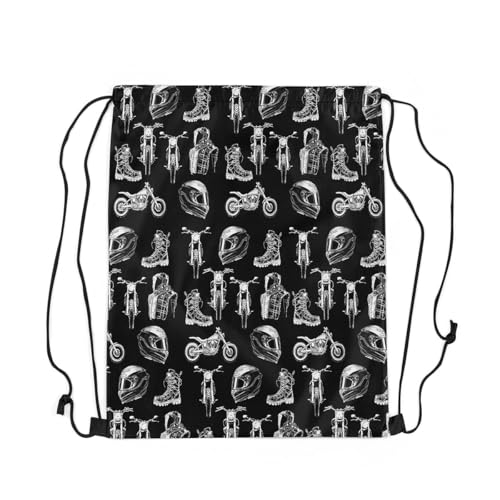 Feelyou Dirt Bike Drawstring Backpack 13"x15.7" Manuscript Motorcycle Helmet Sports Gym String Bag Racing Motocross Rider Drawstring Bags Extreme Sports Waterproof Cinch Bag Sports Drawstring Sackpack3