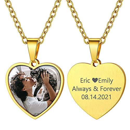 Collier Photo Gravé Pendentif Plaque Militaire Femme Porte Chaine Personnalisé Prénom Gravure Enfant Spiga Acier Inoxydable Médaillon Plaque Or Bijoux Cadeau Noël Valentin Fête Mères Pères Cover