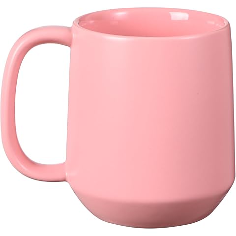 Miicol Ceramic Coffee Mug, 16 oz Large Coffee Cup, Tea Mug with Handle, Flat Bottom Mug for Men, Women, Office, Microwave and Dishwasher Safe, Multi-Color, Pink