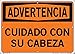 Vestil SI-W-62-C-AC-130-S WATCH YOUR HEAD/CUIDADO CON SU CABEZA Warning Sign, Aluminum Composite, 0.130" Overall Size, 14.5" W x 10.5" H