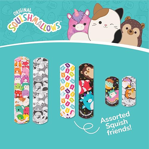 Vendas Squishmallow para niños kit de 100 tiritas variadas con caja 4