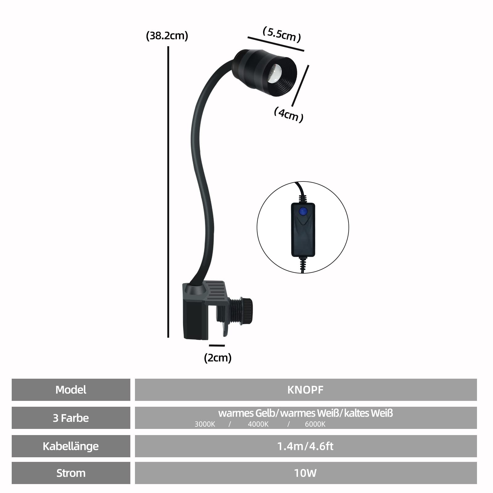 Les lampes d'aquarium à LED, l'éclairage à LED d'aquarium répondent aux exigences de résistance aux hautes températures, de dissipation rapide de la chaleur et d'utilisation durable (bouton fixe)