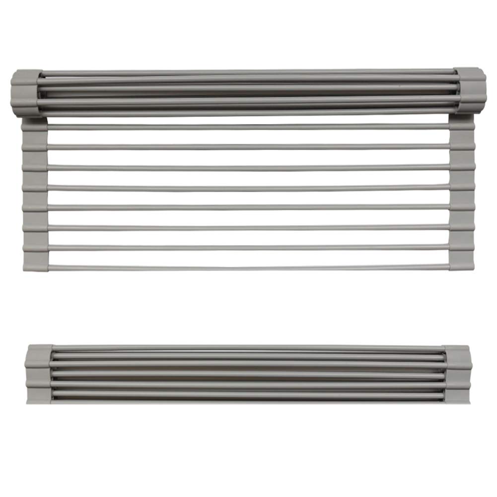 Escurreplatos plegable, grado FDA, sin BPA, suave, para fregadero de cocina, ideal para frutas y veterinarios, color gris claro