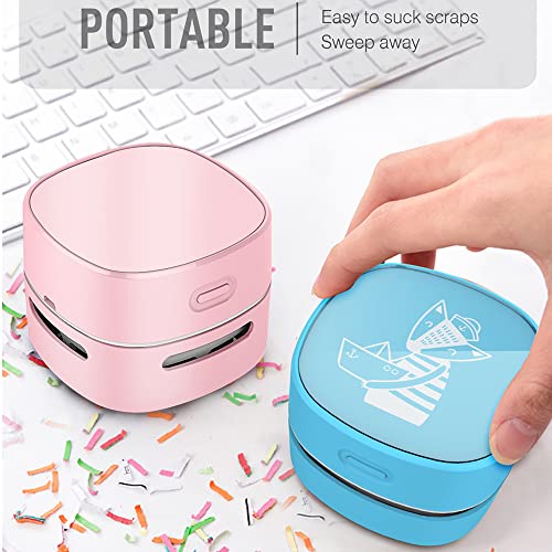 Image of ODISTAR Desktop Vacuum Cleaner, Mini Table dust Sweeper Energy Saving,High Endurance up to 400 mins,360º Rotatable Design for Keyboard /Home /School /Office (Pink Charging)