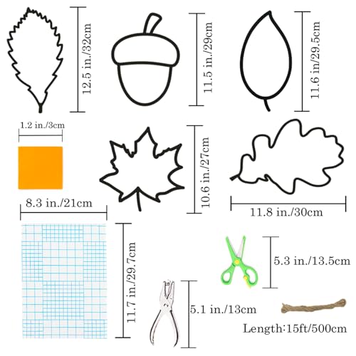 image for EXQUISS 10 Pcs Fall Leaf Crafts Kit DIY Tissue Paper Suncatchers Autum