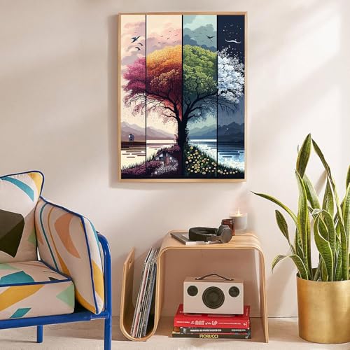 Image of Tree Stamped Cross Stitch Kits for Beginners Adults,Landscape Dimensions Needlepoint Art Crafts,Counted Cross Stitch Kits Embroidery Kits for Beginners Adults for Home Decor 11.8x15.7inch