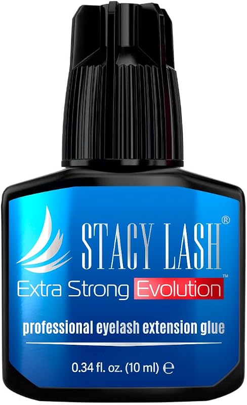 STACY LASH Extra Strong Evolution Eyelash Extension Glue (0.34 fl.oz/10 ml)/1-2 Sec Dry/Retention – 8 Weeks/Black Adhesive/Lash Tech Supplies