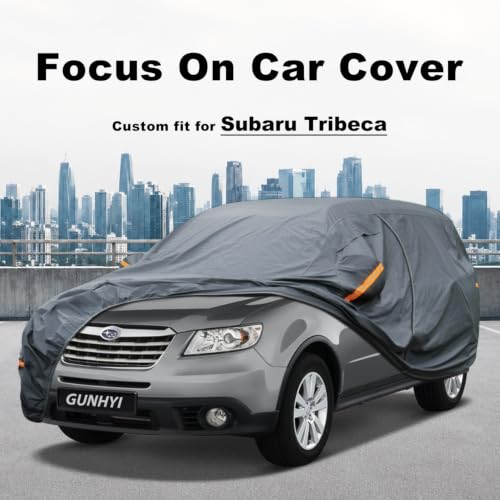 Image of GUNHYI Premium Car Cover Custom Fit Subaru Tribeca, 16 Layers Heavy Duty Car Cover Waterproof All Weather with Zipper Door for Sun Rain Snow Dust Uv Protection