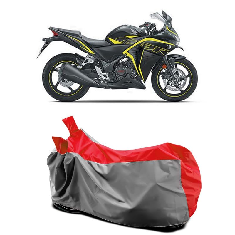 Image of DUFFEL-Two Wheeler Bike Body Cover Compatible for Cbr250r Bs6 Heat Protectio /UV-Rays /Birds Dropping /DustProof /Waterproof All Variants [Gray Red]