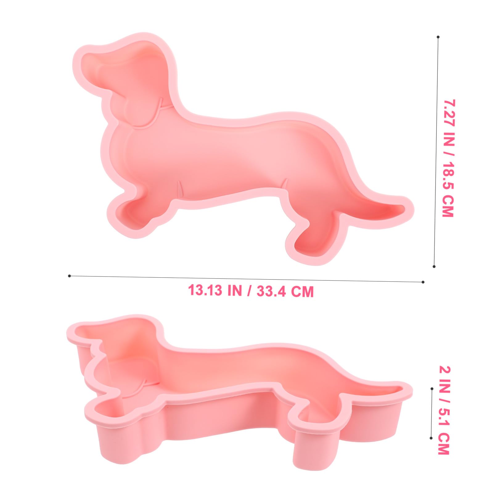 2 Moldes de Silicona Antiadherentes para Chocolate y Pasteles Forma de Perro, Ligeros y Resistentes para Cocina y Cumpleaños, Pack de 2 Piezas Rosa