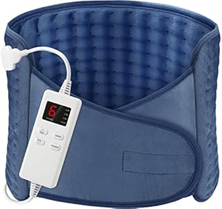 Heat Pad OneAmg 49"X12" Heating Pads for Back Pain Relief with 6 Heating Settings and Auto Shut Off Soft Machine Washable Electric Heat Pads with Velcro for Abdominal Neck Shoulder Pain Relief Blue
