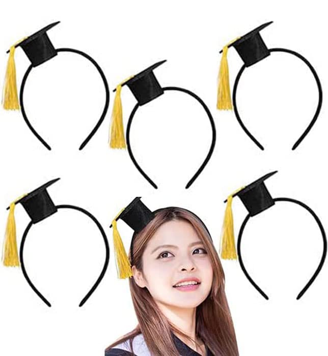 Samlee Mini Graduation Hat Headband - 6 Pack - Fun Graduation Party Supplies and Photo Props - Perfect Graduation Decorations for 2024 Celebrations