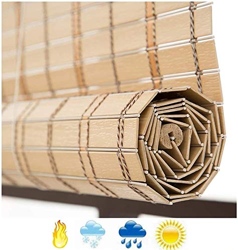 Mr.T Persianas Romanas de bambú/Persianas y Cortinas for la Ventana de PVC Resistente al Agua Patio de la Cortina con Cenefa a Prueba de Humedad Oficina Panel luz Que se filtraba/Cortina Romana