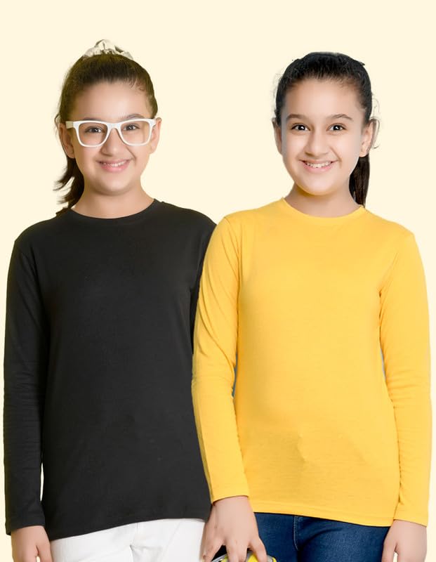 Image of Nusyl Girls Full Sleeves T-Shirt for Kids | Cute Printed Casual Wear | Soft Cotton Blend | Comfortable Regular Fit | 2-16 Years | Multiple Colors
