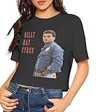 Billy Ray Cyrus Shirt Sexy Naked Belly Button Female T-Shirt Naked Girl Crop Short Sleeve Top Large Black