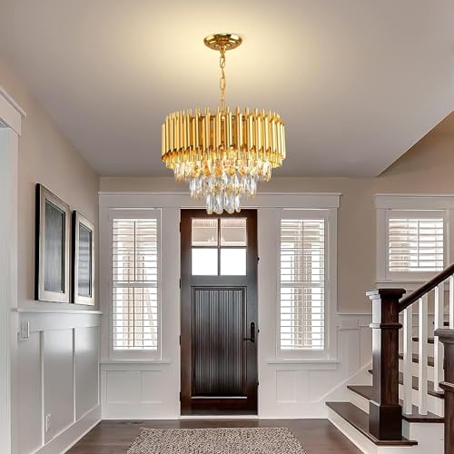 Image of Virya Chandelier for Living Room Modern Ceiling Light Jhumar for Hall Light for Living Room (Golden, 400mm)