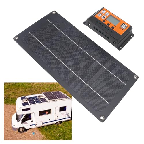 60W Solarpanel Kit Monokristallin Solarladegerät 12V 24V 100A Laderegler für Wohnmobile Autos und Boote