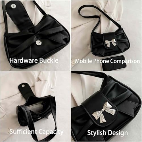 Bolso hombro mujer hobo negro Y2k piel miniatura 4
