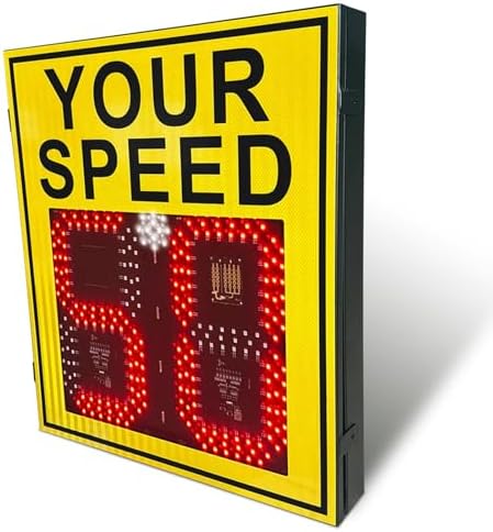 Solar LED Radar Speed Limit Sign - 24"x35"/20"x27" Traffic Display Device with Accessories for Speed-Limited Roads - Effective Speed Detection & Safety Solution (A, 60 * 90cm)