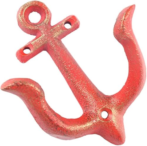 Miniatura 6 de Gancho de anclaje náutico vintage, rústico y elegante, perchero montado en la pared, gancho de cocina, toallero de baño (rojo)