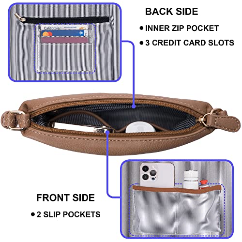 Image of Solene Small Multi Zipper Pocket Crossbody Bag with Adjustable Strap, Lightweight Travel Purse, Daily Small Messenger Pouch