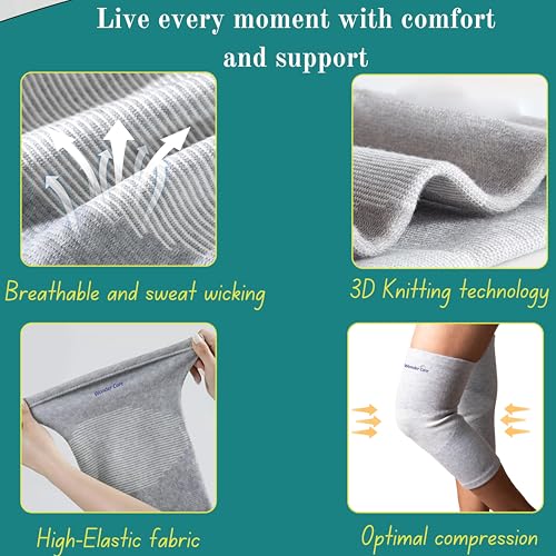 Image of Wonder Care 2-Pack Bamboo Knee Compression Sleeve for Men and Women, Compression Knee Sleeve for Running, Volleyball, Gym Weightlifting Made from Bamboo Yarn, Perfect Knee Brace for Knee Pain and Enhanced Comfort - 1 Pair