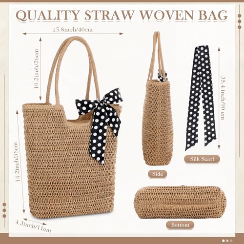 Bolso de playa Capoda Straw para mujer 15.8 x 14.2 pulgadas miniatura 3