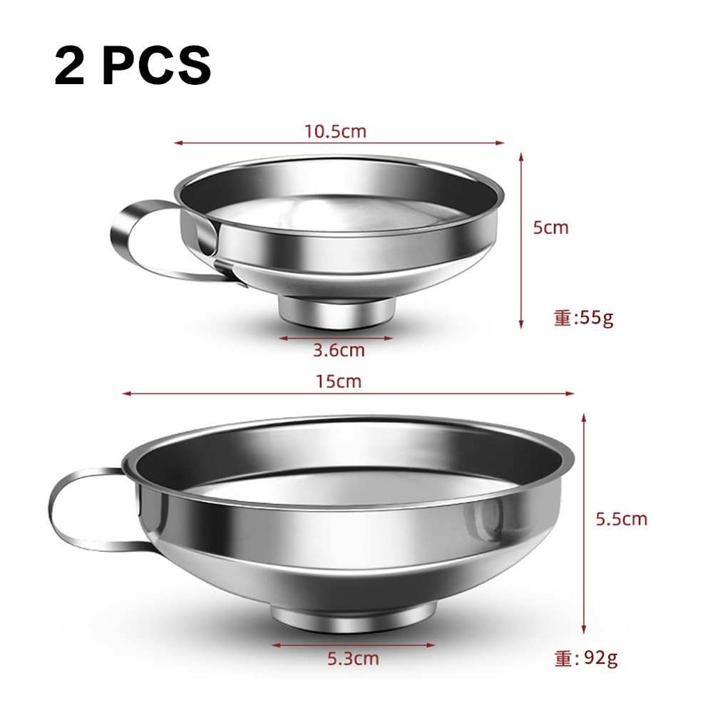 2 Piezas Embudos de Acero Inoxidable Embudo de Mermelada Embudo de Boca Ancha Para Transferir Polvo Frijoles Y Mermelada