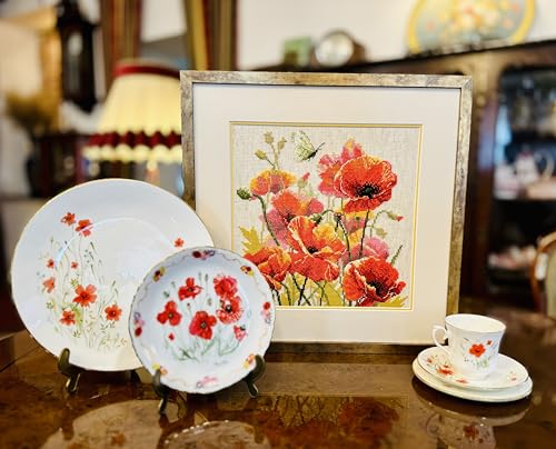 Image of RIOLIS - Colors of Flame 2214, Cross Stitch Kits 11 inch x 11 inch, Cross Stitch Kits for Adults, Floral Counted Cross Stitch Kits, Embroidery Kit for Beginners & Advanced, Crossstitching Kits
