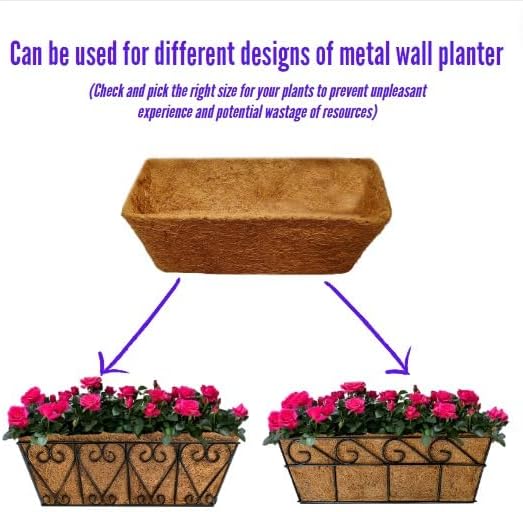 Miniatura 4 de Maxona Revestimiento rectangular de coco para macetero 2 paquetes, reemplazo de fibra de coco de 16 pulgadas para maceta colgante de pared, maceta