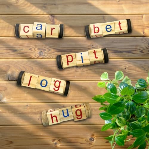 Image of Montessori Wooden Spelling Game for 4 Year Old Boys - 54 Flash Cards, 3 Letter Word Puzzle, Learn First Words, Educational Learning Toy for Kids 3-5 Years