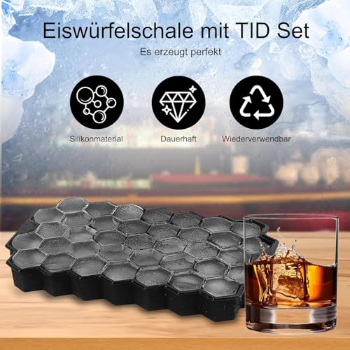 Image of BIDFUL [3 Pack] Silicone Ice Cube Trays for Freezer with Lid - 37 Grid Black Ice Cube Mold, Easy-Release Flexible Ice Trays, Reusable Stackable Ice Tray for Iced Coffee, Juice & Drinks