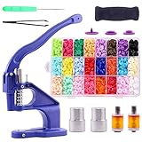 Wokape Hand Snap Press Grommet Machine with 4 Pcs T5 Dies and 384 Sets 24 Colors Plastic Snap Buttons Kit, Plastic Snaps Eyelet Tool with Handle Sheath for Plastic Snap Fastener, No-Sew Button
