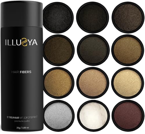 ILLUSYA Fibres capillaires densifiantes – Densificateur de cheveux – Effet densité naturel – Pour cheveux fins et clairsemés - 25g (5. brun clair cool)