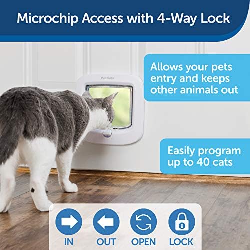 PetSafe Microchip Cat Door Selective Access for Your Cat Keeps Strangers Out Cats up to 7 kg White 1 Piece (1 Pack)