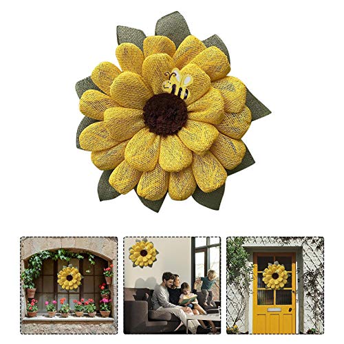 AOJIAN Simulation Bee Sunflower Wreath Artificial Leaf Garland Hanging Pendants Wedding Party Spring Wreath Decor (D)