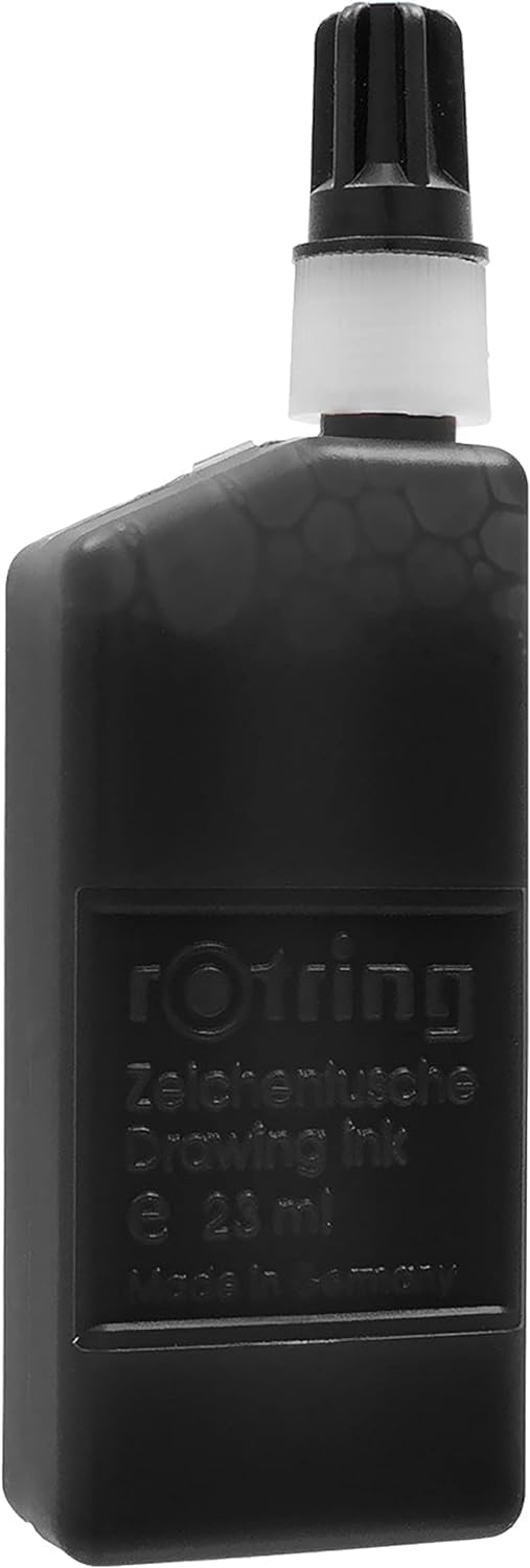 Rotring Isograph - Pennino di ricambio da 0,20 mm + flacone di inchiostro nero da 23 ml - Set di disegno tecnico per lavori di precisione su tavola da disegno, velina e carta da tracciamento