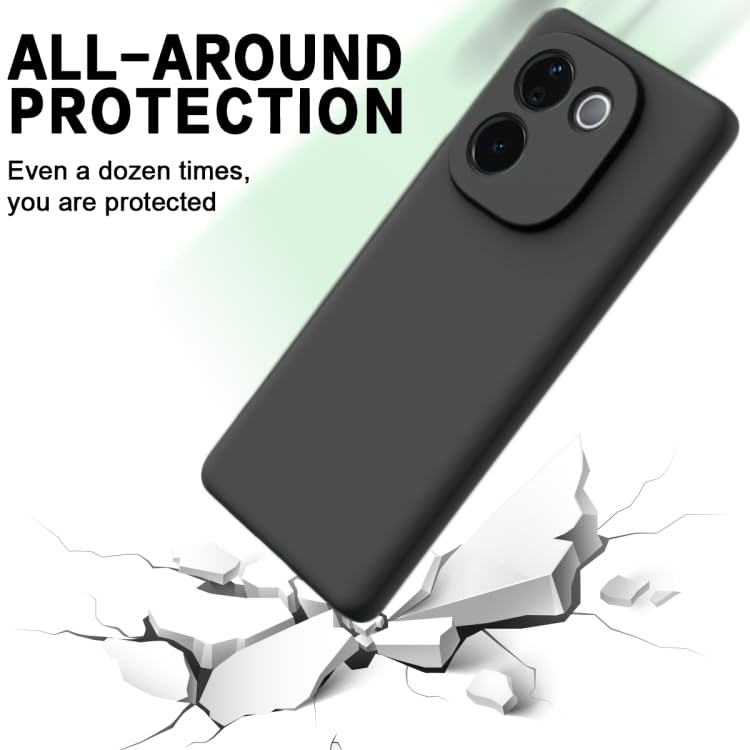 Image of DIZORO Back Cover Compatible with iQOO Z9S Pro 5G / Vivo T3 Pro 5G, Matte Liquid Silicone Case with Upgraded Square Edges, Shockproof Flexible Soft Rubber Cover with Full Camera Protection (New Black)