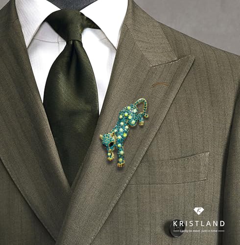 Image of Fashion Women Men Vintage Leopard Brooch Colorful Full Rhinestones Crystals Wild Animal Corsage Lapel Pin Birthday Gift Party