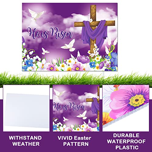 6 Pcs Easter Yard Sign Outdoor Decoration He Is Risen Yard Sign Happy Easter Lawn Signs Christian Holiday Party Yard Sign With 12 Plastic Stakes For Garden Yard Easter Party Decorations #TOP2