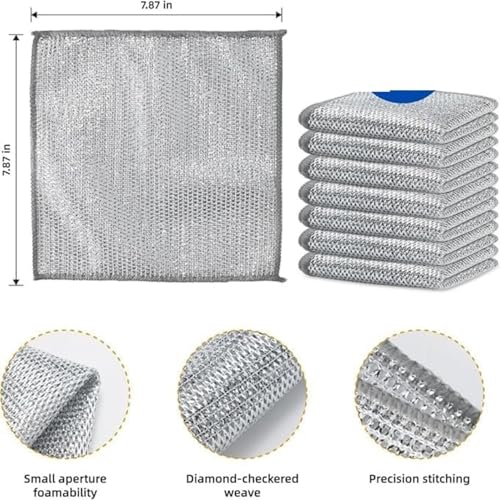 Image of Wire Dishwashing Rags for Wet and Dry Stainless Steel Scrubber Non-Scratch Reusable Wire Dishcloth for Washing Dishes Sinks Counters Easy Rinsing Machine for Kitchen (Pack of 5 PIS)