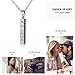 diamondidde Personalized Custom Message Names Pendant Necklace Unisex Stainless Steel Vertical Cuboid Bar Necklace (White)