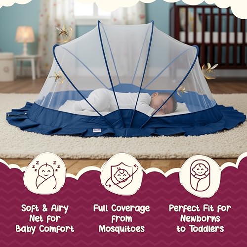 Image of Weird Wolf Foldable Baby Mosquito Net, Bottomless Net for Infants, for Safe & Easy Use | 107 x 74 x 55 cms Mosquito Net for Baby, Toddlers & Infant (0-36 Months)